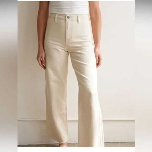 Carly Jean Los Angeles Jaymee Stone Vintage Wide Leg Jeans in Natural Size 9 - Picture 1 of 12
